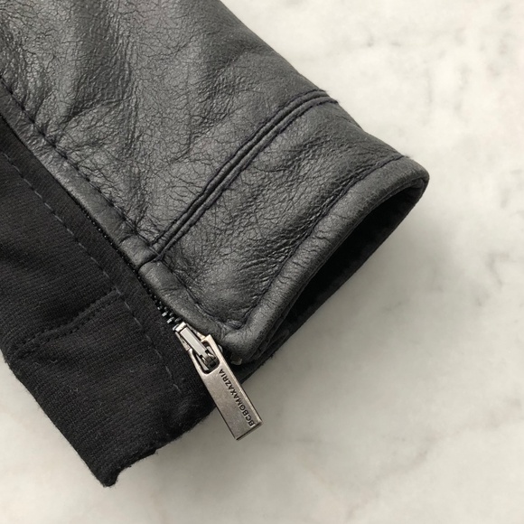 bCBG MAX AZRIA Leather Moto Biker Jacket XXS 2XS - Picture 4 of 7